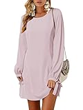 YOINS Damen Kleider Rundhals Blusenkleid Damen Winterkleid für Damen Langarm Minikleid Lose Tunika mit Bowknot Ärmeln
