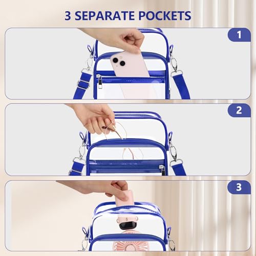 Image of Blvornl Clear Crossbody Bag with Adjustable Shoulder Strap, Stadium Approved PVC Purse Bag, Messenger Bag