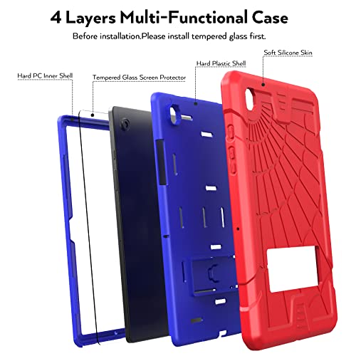 Blosomeet Samsung Galaxy Tab A8 10.5 Case 2022 Sm-X200/X205/X207 With Tempered Glass Screen Protector & Stand | Kids Protective Case For Samsung Galaxy Tablet A8 | Red & Blue #TOP3