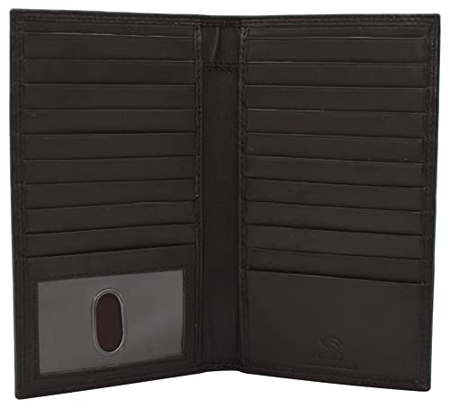 Swiss Marshall RFID Blocking Bifold Genuine Leather Credit Card ID Holder Long Wallet (Brown)