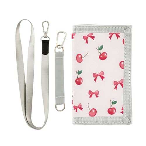 ALAZA Kids Wallets for Boys Girls Toddler Trifold Wallet Children Small Cherry Bow with Zipper Coin Pocket