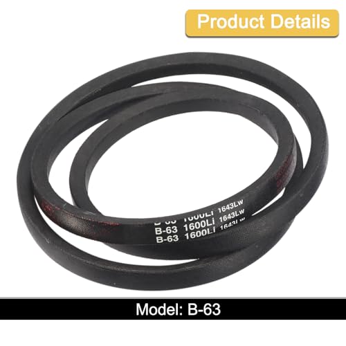 Image of uxcell 3 Pack B-63 Classic Wrapped V-Belt, 66 inch Outside Circumference Wrapped Industrial Rubber V-Belt B Profile V-Belt for Industrial Machinery Equipment, Black