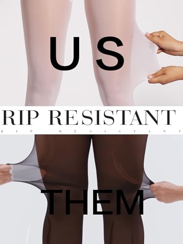 Image of HOTBOSS Unbelievable Durability Tights, Rip Resistant Pantyhose, 40D Semi Sheer High Waist T-Crotch Strong Tights for Women