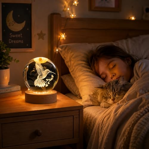 Image of Bird Gifts for You, Large 3D Bird Lamp, Crystal Night Light 16 Color Changing with Remote Control for Bedroom Decor, Hummingbird