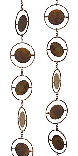 BestNest Ancient Graffiti Circle Rain Chains, Flamed Copper Colored, Pack of 2 (2)