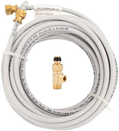 Ice Maker Installation Kit 25 Feet of PEX Tubing for Appliance Water Lines with Stop Tee, 1/4" Compression Fittings, for Potable Drinking Water