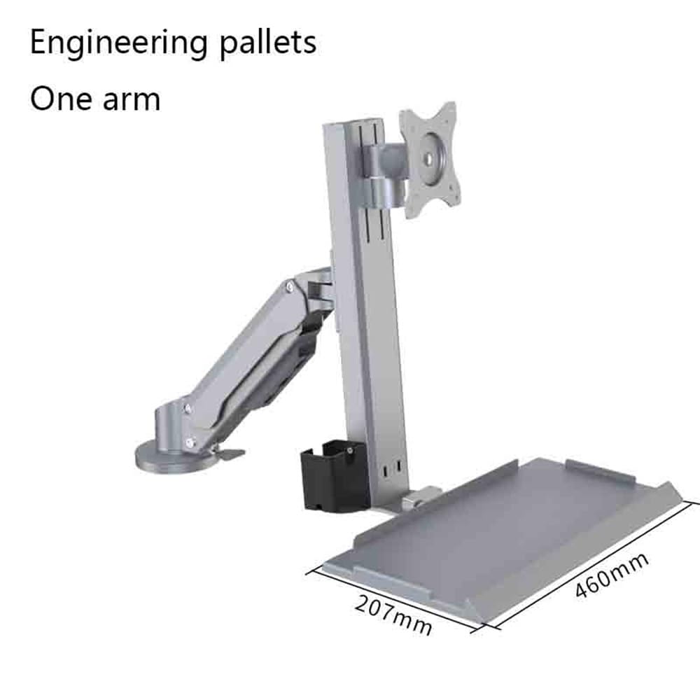 Supporto per monitor Supporto for monitor a braccio singolo in argento con vassoio for tastiera regolabile for schermi da 15 a 32 pollici, capacità di peso 25 kg Supporto per monitor da scrivania