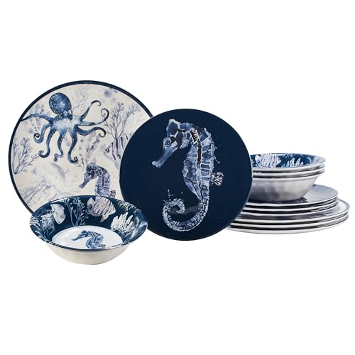 Certified-International-Sea-Life-Melamine-12-Pc-Dinnerware-Set-Service-for-4-Multicolor Certified International Sea Life Melamine 12 Pc Dinnerware Set Service for 4 Multicolor