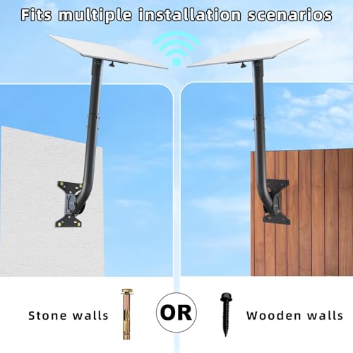 Image of Starlink Mount for Gen 3, Adjustable Wall /Roof Mounting Kit, Compatible with Starlink Standard V3. Includes Alloy Steel Adapter, Rustproof & Weatherproof, for Concrete & Wood Walls (Black)