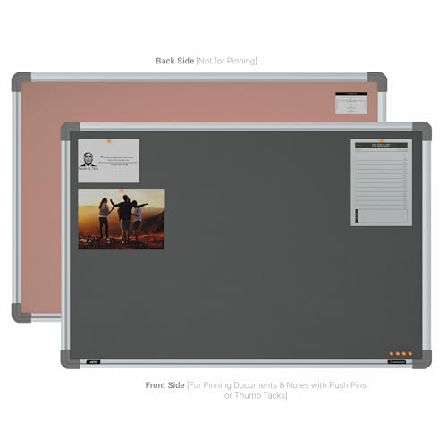Image of Scholar Art Metis 2x3 Feet Bulletin Notice Board for Wall & Study Table | Vibrant & Versatile Crape Cloth + High Density Soft Board for Pinning Photos, Sticky Notes & Reminders (Grey)