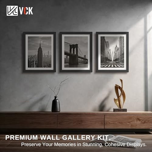 Image of VCK A2 Solid Wood Picture Frame - Black 16.5x23.4 Picture Frame with Wall Mounting Hanging, 3 Pack