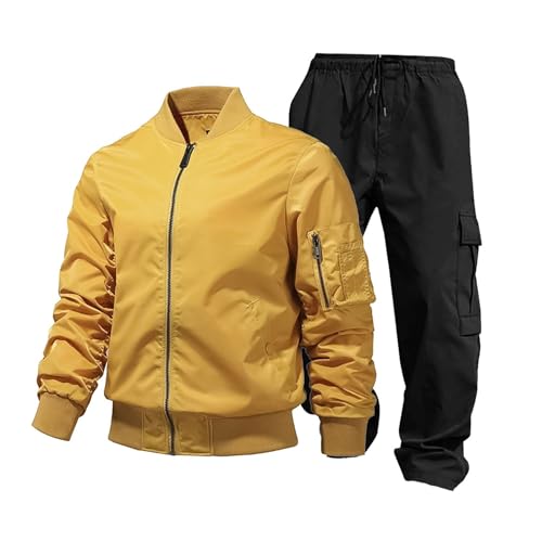 Ensemble homme veste de vol chaude et pantalon multi-poches coupe-vent