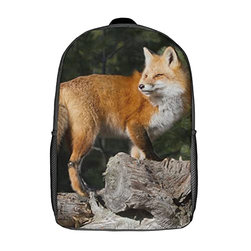 Sac à dos d'école renard 17 pouces unisexe avec imprimé 3D tendance