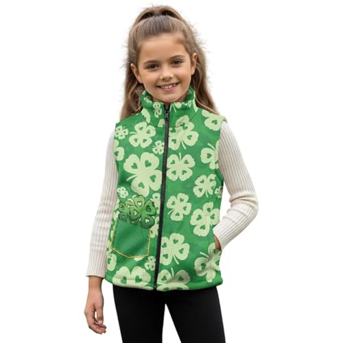 Qnxretky Girls St Patrick Day Vest Size 2T Girls Vest Fleece Vests Chic Coats Fashion Sleeveless Jacket Cozy Playwear Comfy Coat Trendy Mock Neck Vests Full Zipper for St. Patrick's Day