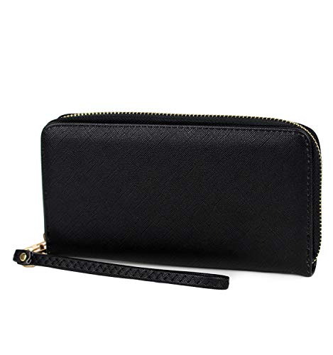 Preisvergleich Produktbild Schompi Damen XXL Geldbörse mit Handyfach / Universale Handytasche mit abnehmbarer Handschlaufe, Kunstleder mit Saffiano Prägung