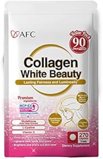 AFC Japan Collagen White Beauty with Marine Collagen Peptide, Glutathione, L-Cystine - 1.5X Better Absorption Than Other Collagen – for Skin Firmness & Whitening– 90 Days Supply's