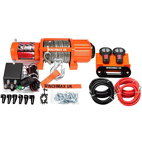 Treuil orange original Winchmax 5000 lb 12V avec câble synthétique Dyneema