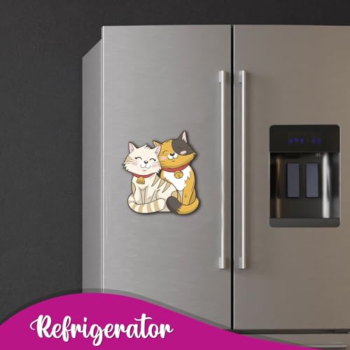 Image of Bhai Please Cat Couple Theme Wooden Fridge Magnet - Couple Gift