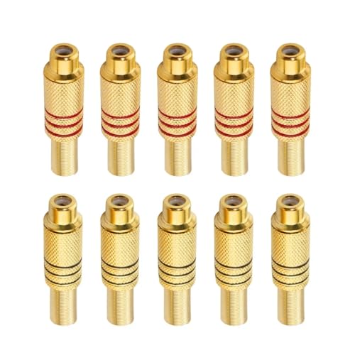 4個入りゴールドRCAフォノプラグ(オス)はんだ付けオーディオビデオケーブルアダプター(メス)スピーカー用(10pcs Female)