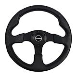 TIYPEOR 330mm マイクロファイバー レザー レーシング ステアリング ホイール、6 穴デザイン、3 スポーク ブラケットとフラット ブラケット付き。