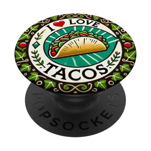 I Love Tacos Ilustración Taco Tuesday Lovers PopSockets PopGrip Intercambiable