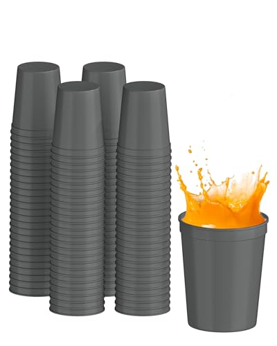 PartyPrints 16 oz Reusable Metallic Silver Cups (Pack of 100)
