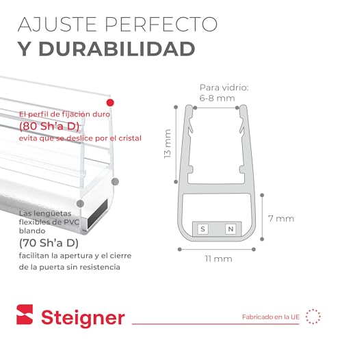 Juntas mamparas duchas imantadas impermeables con cierre hermético de imán para baño angular 5
