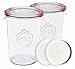 Weck Canning Jars 743 Sourdough Starter,Set of 2 Weck Mold Jars made of Transparent Glass,Set includes 2 WECK Mold 743 Jars with Glass & Keep Fresh Lids, Gaskets and Clips