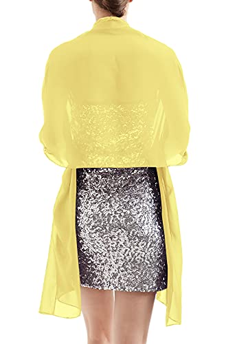 Womens Chiffon Scarf Wrap Bridal Wedding Scarves Shawl for Bridesmaid-Yellow Chiffon