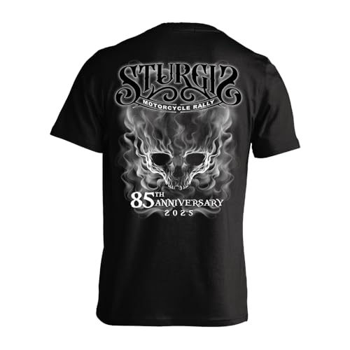 2025 Sturgis Motorcycle Rally Smokey Skull Men's T-Shirt - 85th Anniversary