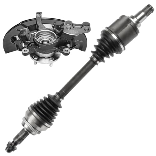 Image of Detroit Axle - 3.5L Front Left Steering Knuckle & Wheel Hub Bearing CV Axle for 2013-2016 Toyota Avalon, Driver Side CV Axle Front Steering Knuckle & Wheel Hub Bearing 2014 2015 Replacement