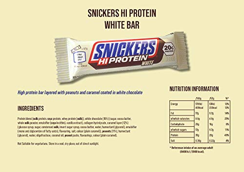 Snickers White Chocolate Protein Bars (12 x 57g), High Protein Energy Snack with Caramel, Peanuts and White Chocolate, 20g Protein - 5