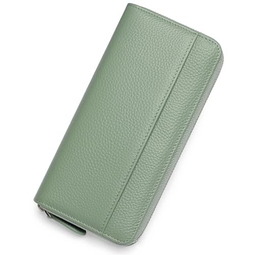 Image of RFID Blocking Womens Zipper Wallet Leather Large Capacity Billfold Clutch Zip Around Wallets for Women