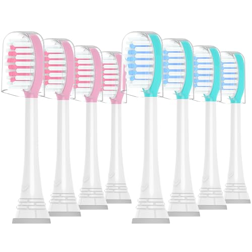 Feihead Kids Replacement Heads Compatible with Philips Sonicare Kids Toothbrushes Electric Toothbrush Soft Brush Head for Child 7+ for Boy Girl 4pink+4blue