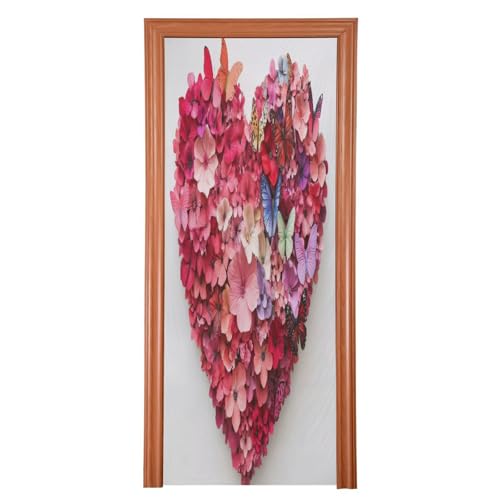 FLildon Love Flowers Valentine's Day Door Cover Decoration, Party Accessory Porch Decor for Festive Ornament Room Door Covers 32 x 79 Inch