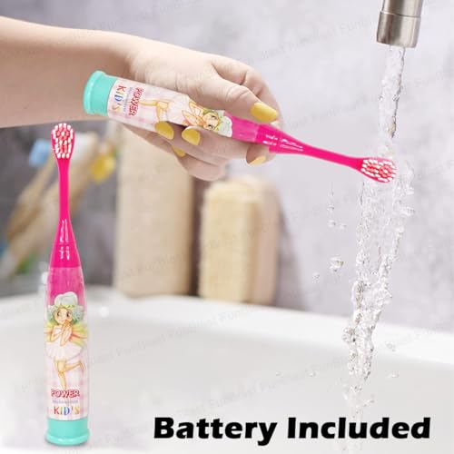 Image of FunBlast Cartoon Electric Toothbrushes For Girls,Vibrating Motion Toothbrushes With Replacement Brush Head,Soft Electric Battery Powered Toothbrushes For 3+ Years Kids (Battery Included,Pink),1 count