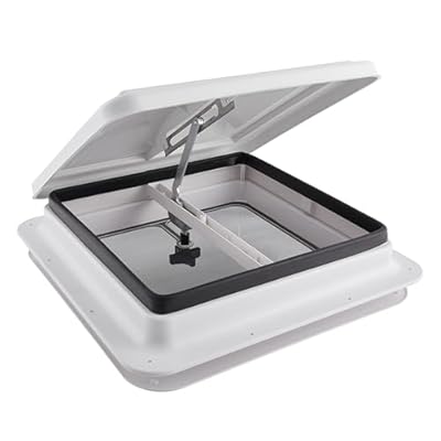 Hike Crew RV Roof Vent | Easy-Install Camper & Trailer Sunroof Cover Replacement Kit with Zero-Leak Frame, Mesh Bug Screen, Weathertight Lid & Manual Knob Crank | Fits 14 x 14” Standard Opening, White