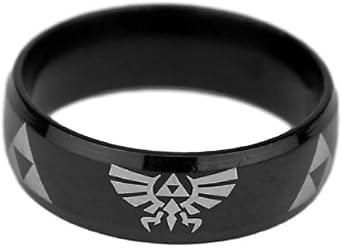 Classic Game Zelda Triforce Logo Cosplay Black Metal Ring