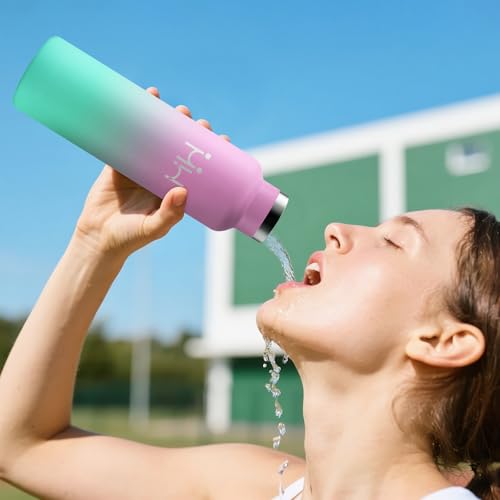 Borraccia Acciaio Inox 750ml, Borracce Termiche con Cannuccia, Bottiglia Termica Riutilizzabile, a Prova di Perdite, senza BPA, Termos per Bambini, Ufficio, Campeggio, Lavoro, Viaggio, Palestra - Immagine 5
