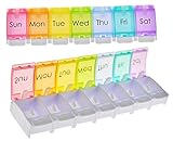 HOME-X Weekly Pill Organizer, Arthritis Friendly, BPA Free, Easy-Open Large Push Button Compartments, Spring Open Design, Travel Medication