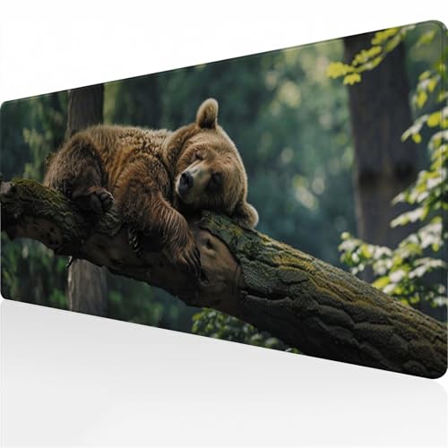 Gaming Mouse Pad Large Mouse Mat 35.4x11.8x0.08 inch XXL Extended Keyboard Desk Pad with Non-Slip Rubber Base for Laptop Desktop Mousepad (Animal Bear)