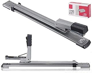 JIUJ Heavy Duty Stapler Long arm Standard Nail Special A3 Middle Seam Large lengthening Office Supplies Easy Silver