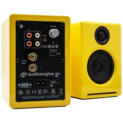 Image of Audioengine A2+ Desktop 24 Bit Limited Edition Wireless Bluetooth Desktop Speakers - 60W Computer Speakers for Music and Gaming Accessories, (Limoncello Yellow)
