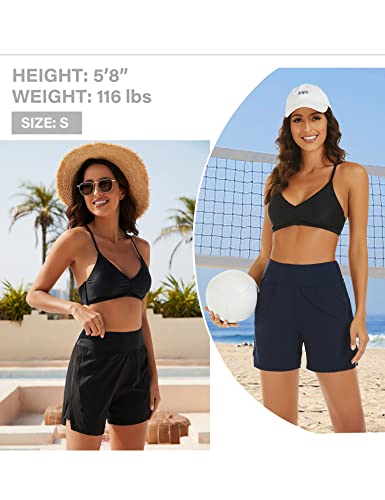 Tournesol Women's Swim Shorts High Waisted Swimsuit Bottoms Tummy Control Bathing Suit Tankini Boy Board Shorts 5 Inch Black #TOP6
