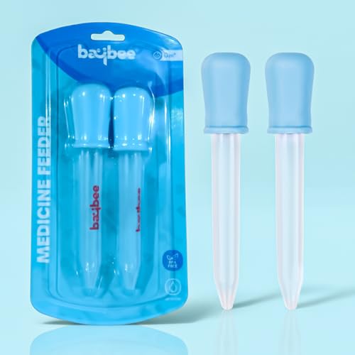 Image of Baybee Baby Medicine Feeder Dropper for Infants & Toddlers | BPA-Free Silicone Oral Dropper | Multipurpose Baby Feeder for Medicine, Syrup, Vitamins, Juice | Easy-to-Clean, Reusable (Blue - Pack of 2)
