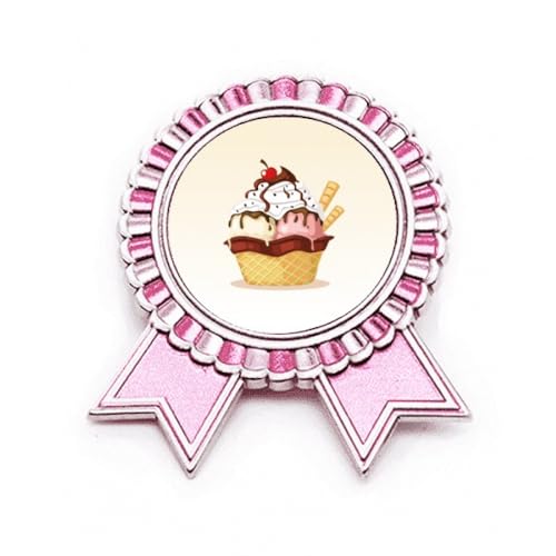 Broche en forme de biscuit rose en métal de taille M pour veste