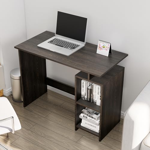 Image of Bniture Wooden Study Table for Home | Engineered Wood Laptop Study Table with Book Shelf | Multi Purpose Office Desk for Laptop, Computer, Writing & Study | Workstation for Home & Office, Flower Wenge