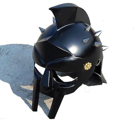 Medieval Armor Black Steel Knight Helmet with Gold Crown, 18 Gauge Metal, Historical Reenactment Costume Display (Style - 4)