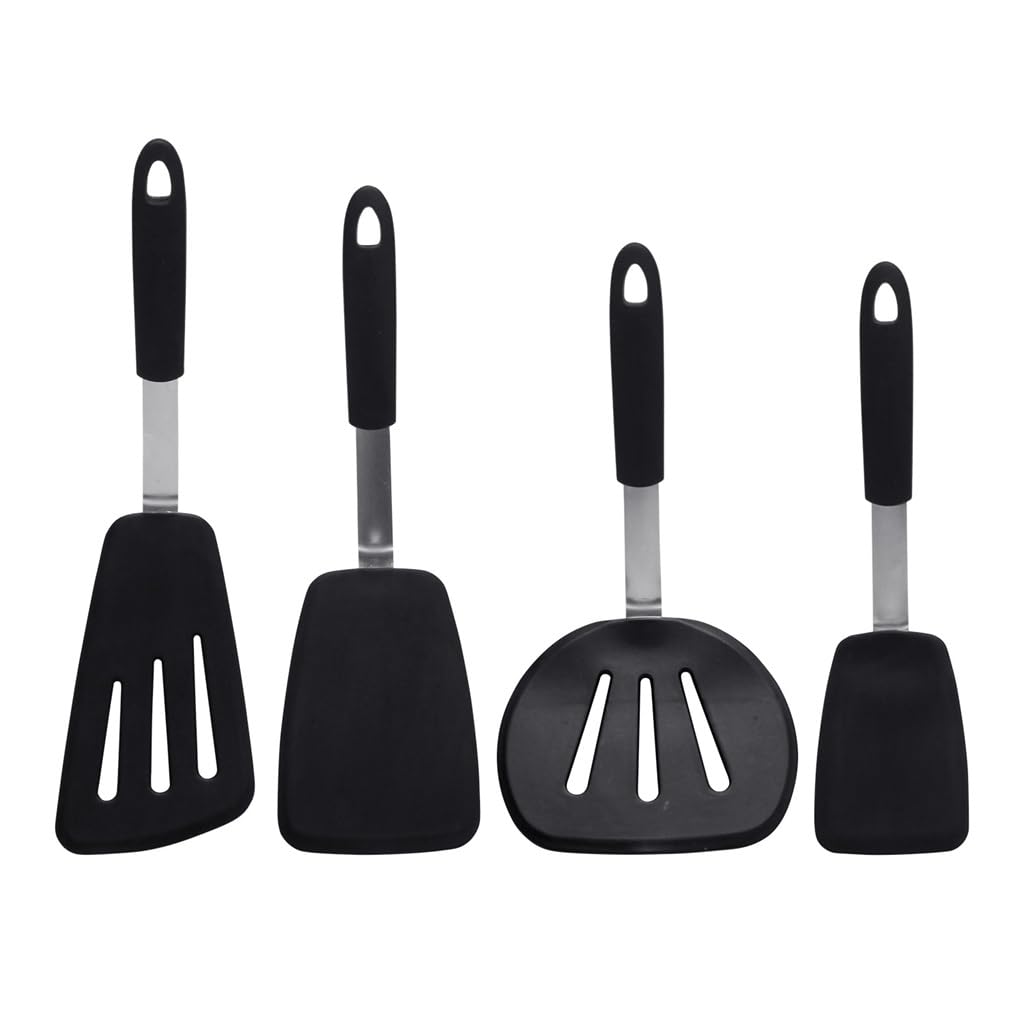 PNAWLLCF De Utensilios De Cocina De Silicona De Acero con Resorte De 4 Espátulas De Silicona Antiadherentes De Espátula Flexible Occidental For Filetes