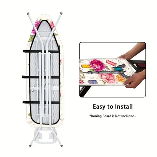 Image of Nuxovilar Floral Mannequin Ironing Board Cover 15x54 Polyester | Iron Pad Scorch Guard laundry helper protective board shield home laundry room craft studio (Thread Spools)